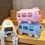 Multicolor Bus Water Bottle - 1 Pc Perfect for Kids