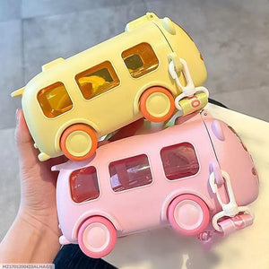 Multicolor Bus Water Bottle - 1 Pc Perfect for Kids