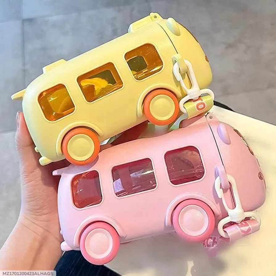 Multicolor Bus Water Bottle - 1 Pc Perfect for Kids