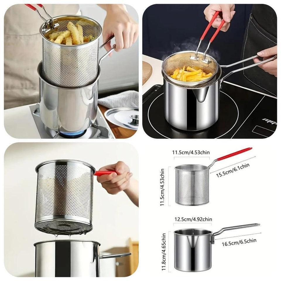 3Pcs Stainless Steel Strainer Pot Set – Easy to Clean & Hang